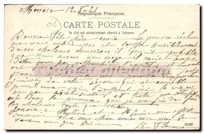Widok na Route de la Corniche w Cap Martin — Menton — wydawca D. Molinari, n° 7944 — Rewers