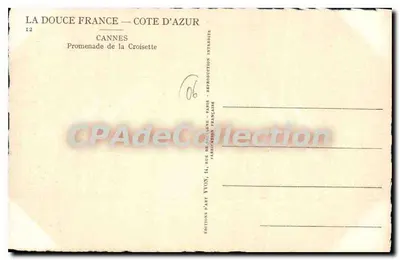 Cannes — Promenade de la Croisette — Edições de Arte Yvon — Verso