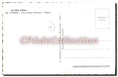 Cannes — W stronę Monte Chevalier — L'Estérel — L. Gilletta & Cie, fotograf w Nicei — Rewers