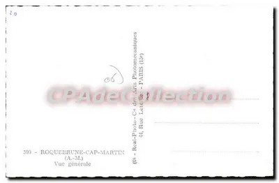 Roquebrune-Cap-Martin — Vista geral — Real-Photo-Cie des Arts Photomécaniques — Verso