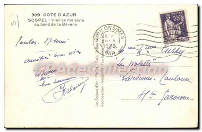Sospel — Vecchie case lungo la Bevera — Les Éditions d'Art 'YVON' Parigi — Verso