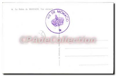 Pałac w Monako – Widok z powietrza – G. Detaille, Fotograf Monaco — Rewers