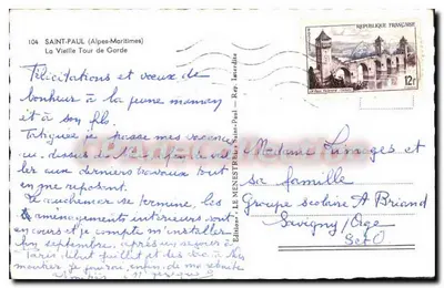 Saint-Paul (Alpes-Maritimes) — Wieża Strażnicza — Wydawnictwo Le Menestre — Rewers