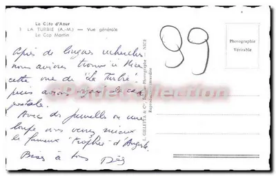 La Turbie (A.-M.) — Vista generale — Capo Martin — L. Gilletta & Cie, Nizza — Verso