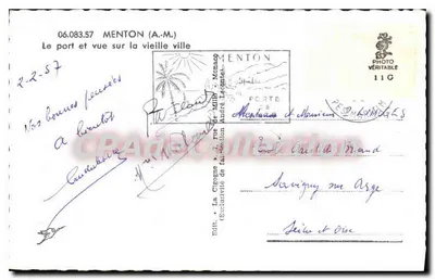 Menton — Visão do porto e da velha cidade — A Cegonha — Verso