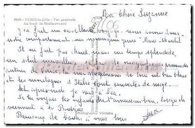 Vence-la-Jolie — Ogólny widok — W tle: Morze Śródziemne — Wydawnictwo Gribello, nr 88-65 — Rewers