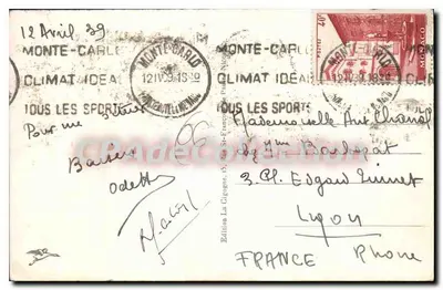Principat Monako — Ogólny widok z Roquebrune — Wydawnictwo La Cigogne — Rewers