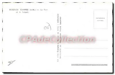 Cannes (A.M.) — Port i Suquet — Wyd. La Cigogne, André Leconte — Rewers