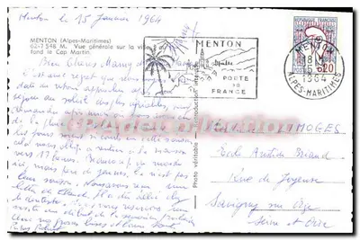 Menton (Alpes-Maritimes) — vista general de la ciudad y el Capo Martin — editor MENTON — Reverso