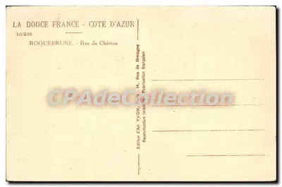 Roquebrune-Cap-Martin — Rue du Château — Édition d'Art YVON, Paris — Verso