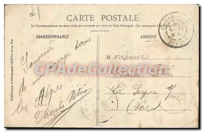 Dolina Roya (strona północna) — Widok z wąwozu — Wydawnictwo Giletta, Nice, nr 1458 — Rewers