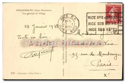 Roquebrune (Alpes-Maritimes) — Vista generale del paese — Le Edizioni d'Arte 'MEN' n°230 — Verso