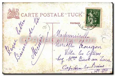 Menton - Ogólny widok. Czerwone Skale — wydawca Tuck, nr 130 — Rewers
