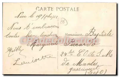 França — Itália — Fraterna Amizade Latina — Edição GICETTA — Nice — Verso