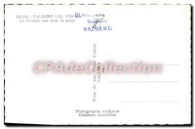 Valberg — Wielka ulica pod śniegiem — Souvenirs Valberg — Rewers
