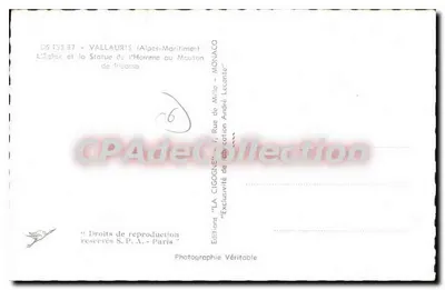 Vallauris — Igreja e Estátua do Homem com o Cordeiro de Picasso — Éditions Véritable — Verso