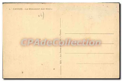 戛纳 — 纪念阵亡者纪念碑 — 出版商「Aux Dames de France」, 戛纳 — 背面