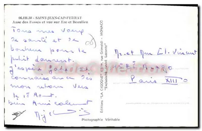 Saint-Jean-Cap-Ferrat — Anse des Fosses i widok na Eze i Beaulieu — Wydawnictwo Véritable — Rewers