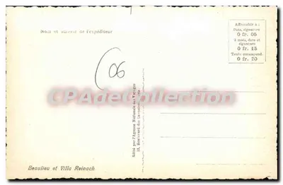 Widok jeziora z domem przy wodzie — wydawca Beaulieu et Villa Reinach — Rewers