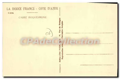 Cabbé Roquebrune — Côte d'Azur — Edição de Arte YVON — Verso