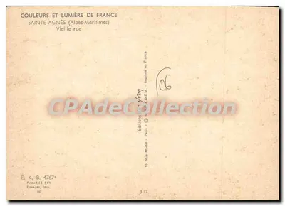 Sainte-Agnès (Alpes-Maritimes) — Velha rua — Edições Yvon — Verso