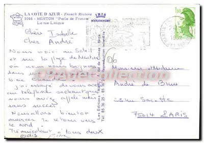Ruelle pittoresca a Menton — La Côte d'Azur — editore IRIS — Verso