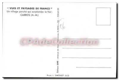 Carros — aldeia situada acima do Var — Éditions Sipé — Verso
