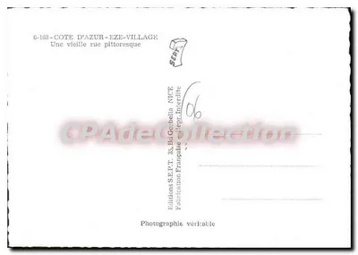 Eze — Stara ulica piękna — Côte d'Azur — Wydawnictwo S.E.P.T., Nice — Rewers