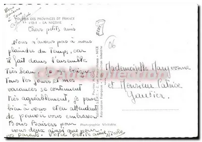 Młoda dziewczyna w stroju folklorystycznym — Lalki z prowincji Francji — Wydawnictwo S.P.T. - 2, rue Alexis-Massa - Nice — Rewers