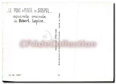 Le Pont à Peage - Sospel — aquarelle originale de Robert Lépine — Verso