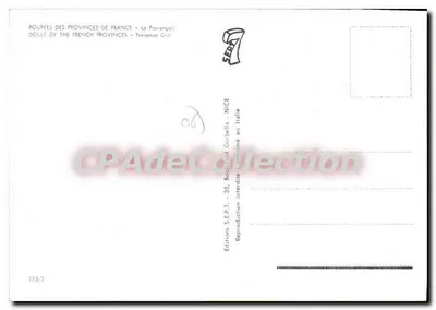 La Provencale — Poupée provençale w stroju tradycyjnym — Editions S.E.P.T., Nice — Rewers