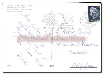 Juan-les-Pins — Vista panorâmica da praia — Photocolor, n°7-180 — Verso
