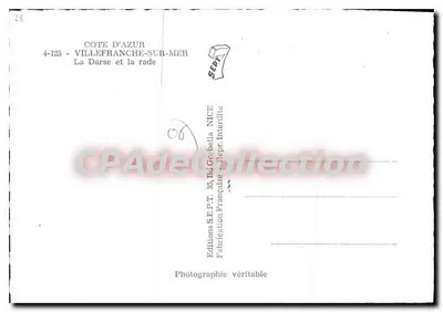 Villefranche-sur-Mer — La Darse e la rada — Éditions S.E.P.T., NICE — Verso