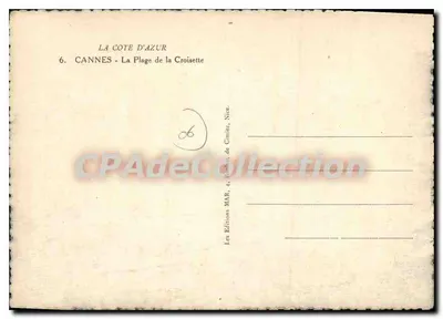 Cannes - Praia da Croisette — Les Éditions MAR, Nice — Verso