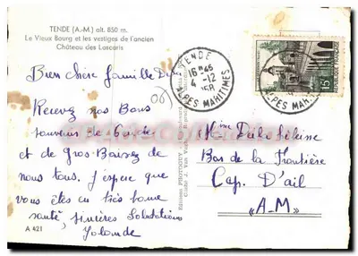 Tende (A.M.) — Stary Burg i ruiny dawnego Zamek Lascaris — Wydawnictwo J. Van Vacht — Rewers