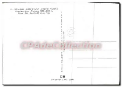 Isola 2000 — Estación de esquí nevada con piscina exterior — Éditions Gilletta — Reverso