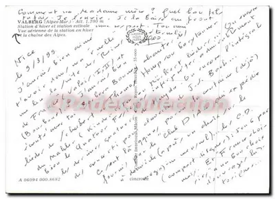 Valberg (Alpes-Maritimes) — vue aérienne en hiver — éditeur Cimy, n° 35.000 — Verso