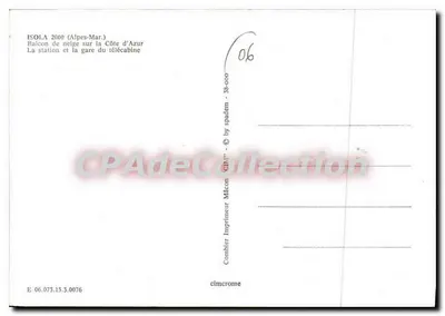 Isola 2000 — ski-station — uitgever Cling, serie-nummer 06 — Achterkant