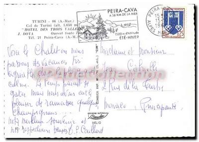 Hôtel des Trois Vallées — Col de Turini (1.650 m) — CIM — Verso