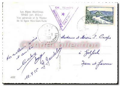 Tende (Les Alpes-Maritimes) — widok ogólny i most nad linią Nice-Turin — wydawca nieznany, nr seryjny 4052 — Rewers