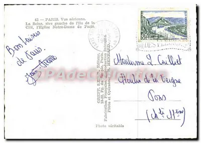 Paris — Luftbild der Seine, linken Ufer, Île de la Cité und Notre-Dame — Greff, Verlag — Rückseite