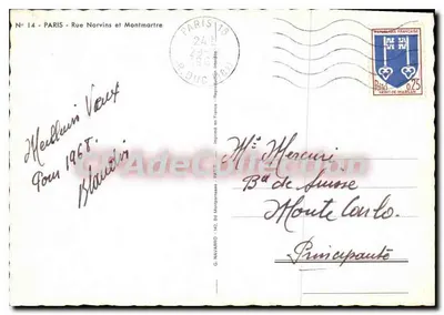 París - Rue Norvins y Montmartre — vista de la basílica del Sacré-Cœur — edición G. Navarro, n°14 — Reverso