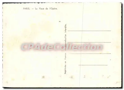 पेरिस — ऑपेरा के स्क्वायर — फ्रांस में मुद्रित — पीछे