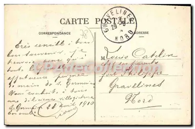 Saint-Germain-en-Laye — Miłość i Szaleństwo — Katedra, Stacja i Urząd Miasta widziane z Parterre — Wydawca L'ABBÉ RABILLE — Rewers