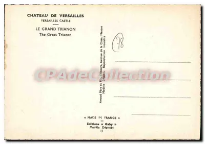 Zamek w Versailles — Grand Trianon — Wydawnictwo Gaby, Nantes — Rewers