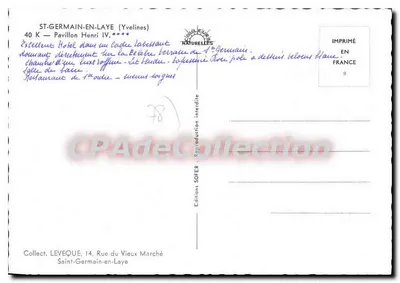 Saint-Germain-en-Laye — Pavillon Henri IV — Edizioni SOFER — Verso