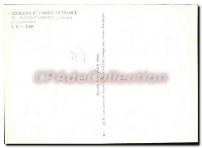Casa Laffitte — A Hipódromo — Edições de Arte - Drager, Paris — Verso