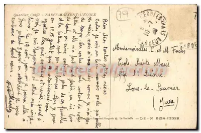 कॉफ़िए वाला क्षेत्र - सेंट-मैक्सेंट-ल'एकोल - पार्क के दृश्य जिसमें पेर्गोला और फ़ॉन्टेन है - प्रकाशक बर्ग्निकोलस — पीछे