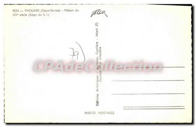 Thouars (Deux-Sèvres) — Dom z XVe wieku (Siedziba S.I.) — Éditions Artisiques — Rewers