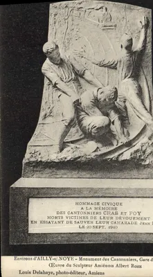 Monumento aos cantoneiros Cras e Foy — Homenagem cívica — Louis Delahaye, editor fotográfico, Amiens